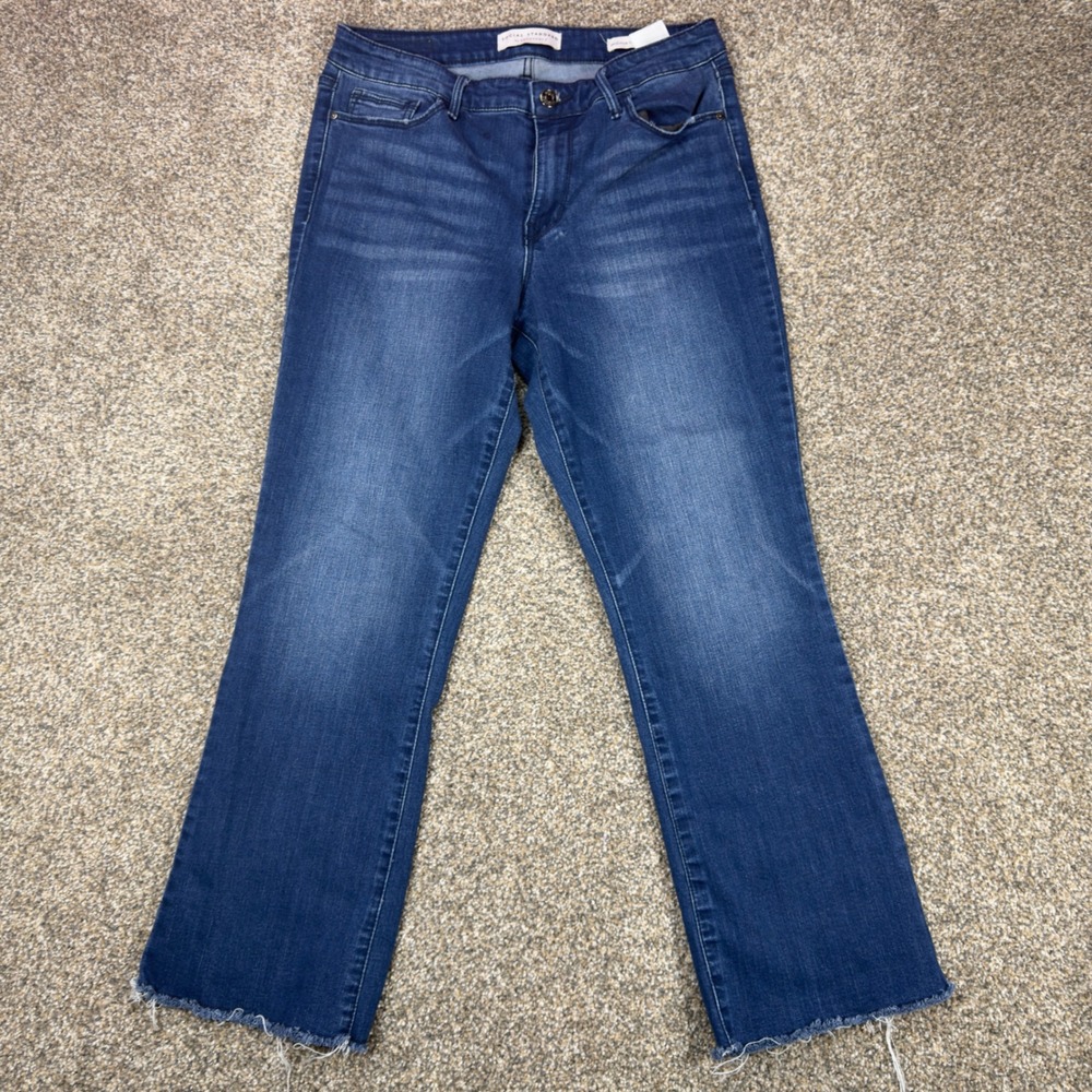 Social Standard by Sanctuary Womens Mid-Rise Kick Crop Jeans Blue Raw Hem 8/29